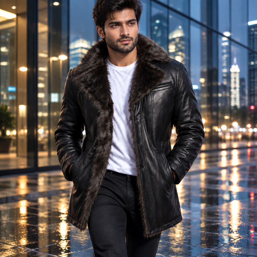 Wholesale Designer Men Genuine Leather Coat for Men Custom High Quality Leather Blazer Men /New Style Fashion Fur Leather Blazer