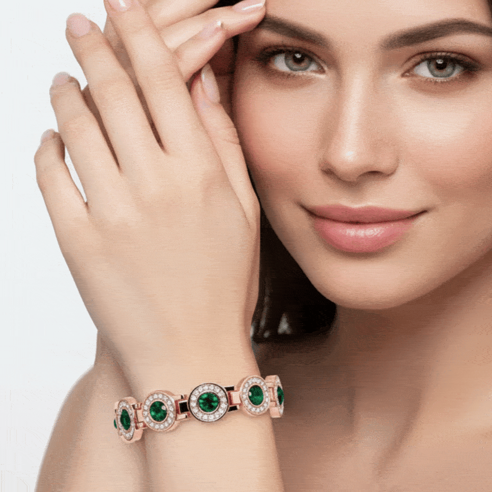 4x Strong Magnetic Bracelet for Women, High Gauss Magnets - Adjustable Length With Safety Clasp And Inlaid Artificial Rhinestone