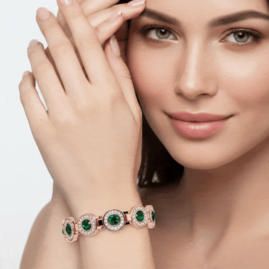 4x Strong Magnetic Bracelet for Women, High Gauss Magnets - Adjustable Length With Safety Clasp And Inlaid Artificial Rhinestone