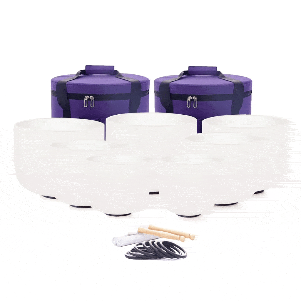 7-12 Inch 432hz Crystal Singing Bowls Set of 7 Pcs Chakra for Yoga Meditation with Heavy Duty Carrying Case