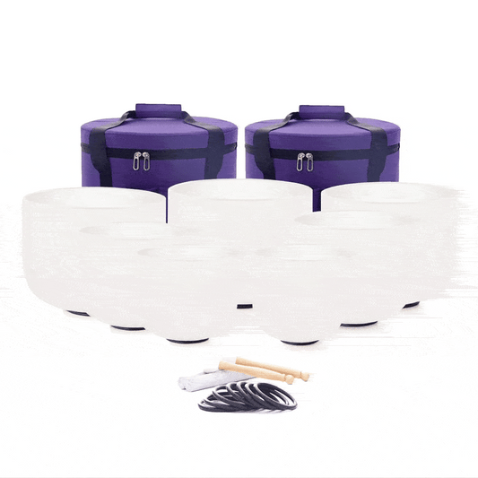 7-12 Inch 432hz Crystal Singing Bowls Set of 7 Pcs Chakra for Yoga Meditation with Heavy Duty Carrying Case