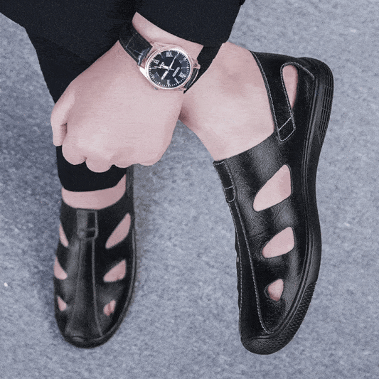 Summer Men Sandals Leisure Beach High Quality Genuine Leather Sandals Fashion Men's  Hollow Out Sandals Luxury Designer Shoes
