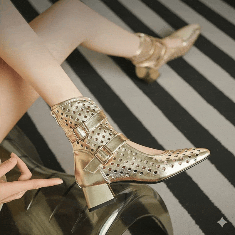 Sexy Brand Luxury Gold Gladiator Sandals Platform Beige Summer Mesh Grid Ankle Boots Roman Sandals For Woman Genuine Leather