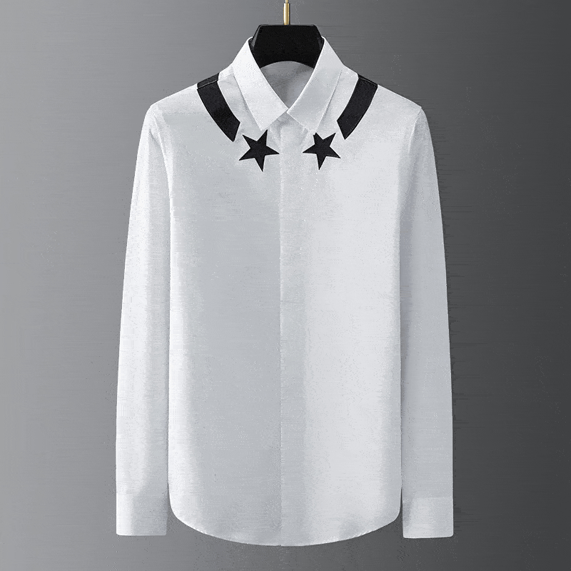 High-end men's shirt printed men's shirt long-sleeved lapel shirt daily outdoor shopping comfortable fabric large size xs-6xl