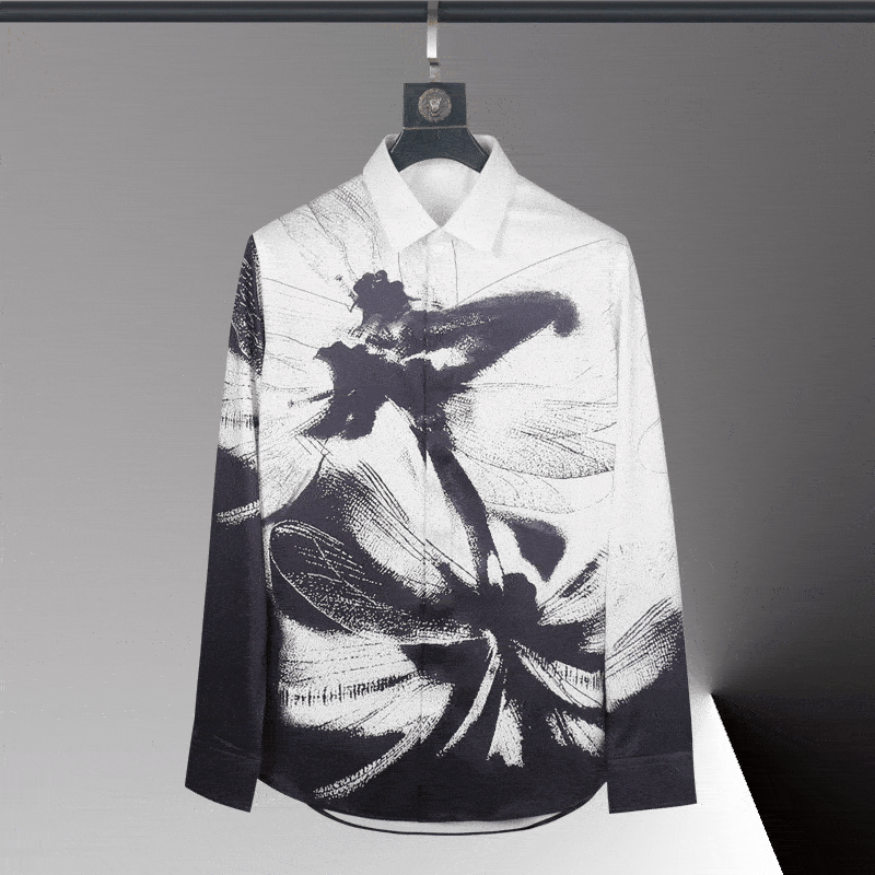 High-end men's shirt 3D printed pattern men's shirt long sleeve lapel fashion casual top Hawaiian shirt vacation large size 6xl