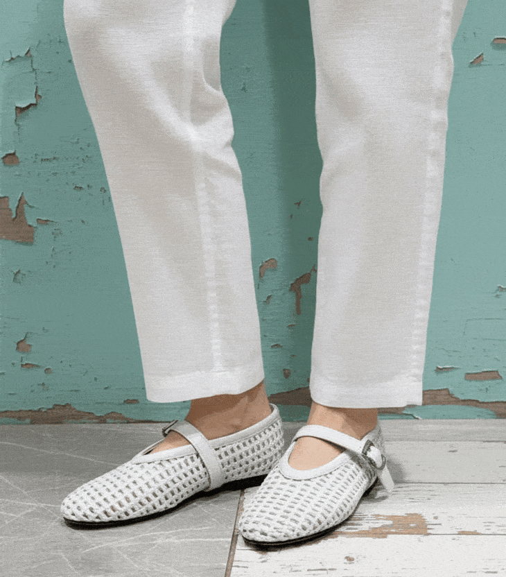 In style Fashion Summer Woven Women Ballet Flats Breathable Hollow out Mary Janes Leather Lazy Walking Loafers Girls Shoes