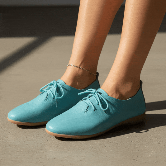 Genuine Leather Oxford Shoes For Women Round Toe Lace-Up Casual Shoes Spring And Autumn Flat Loafers Shoes