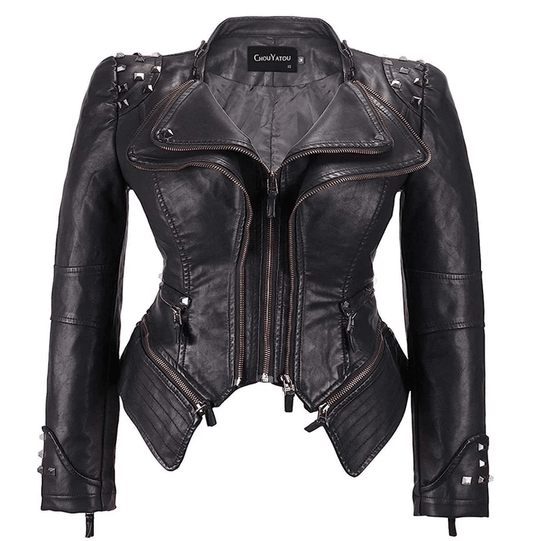 2025 2026 Winter- Spring New Style Suit Collar Rivet Waist Short Washed Pu Leather Jacket