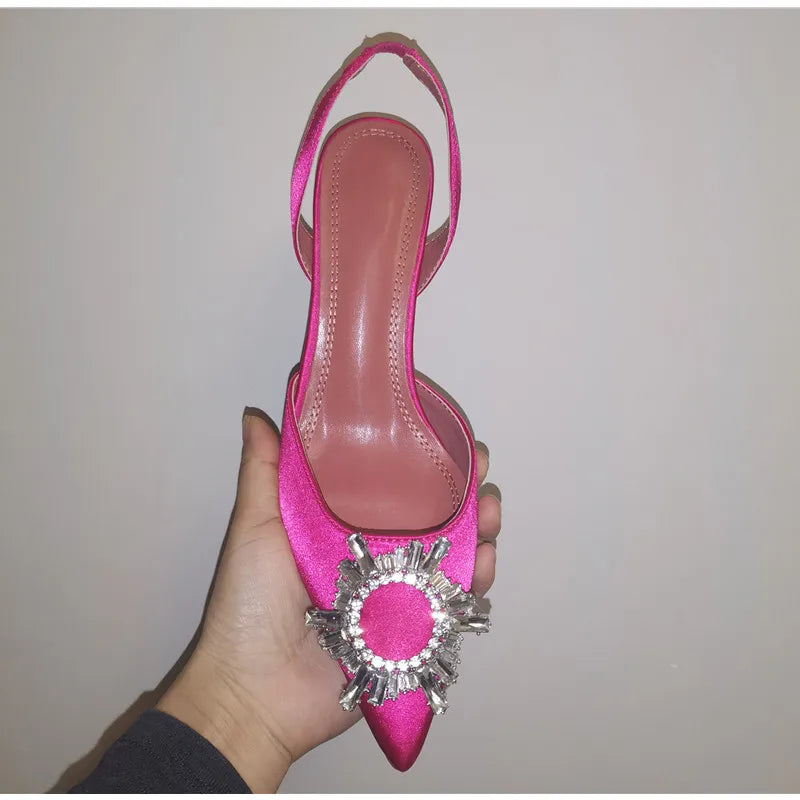 2025 Star style Women Sandals Elegant Pointed toe Slingback Summer Office Lady Shoes Fashion High heels Gladiator sandals Woman