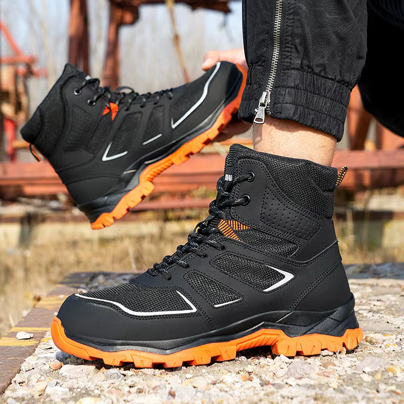 AMAWEI D/863 Unisex Outdoor EU Standard Safety Shoes Steel Toe Work Boots with Mesh Upper Rubber Outsole Anti-static for Factory