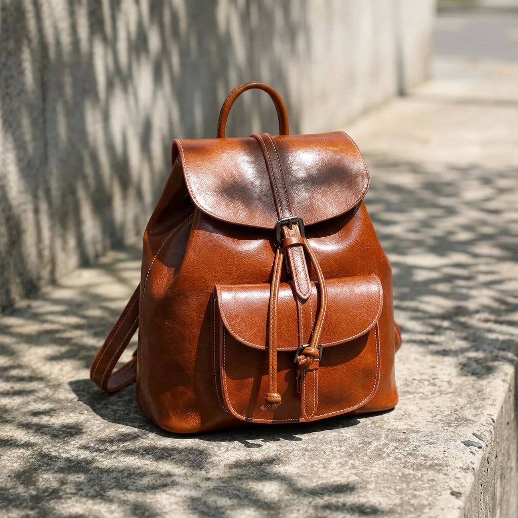 Women's Genuine Leather Backpack Purse Large Capacity Multiway Shoulder Travel Bag Anti Theft Zip Soft Daypack for Daily Work