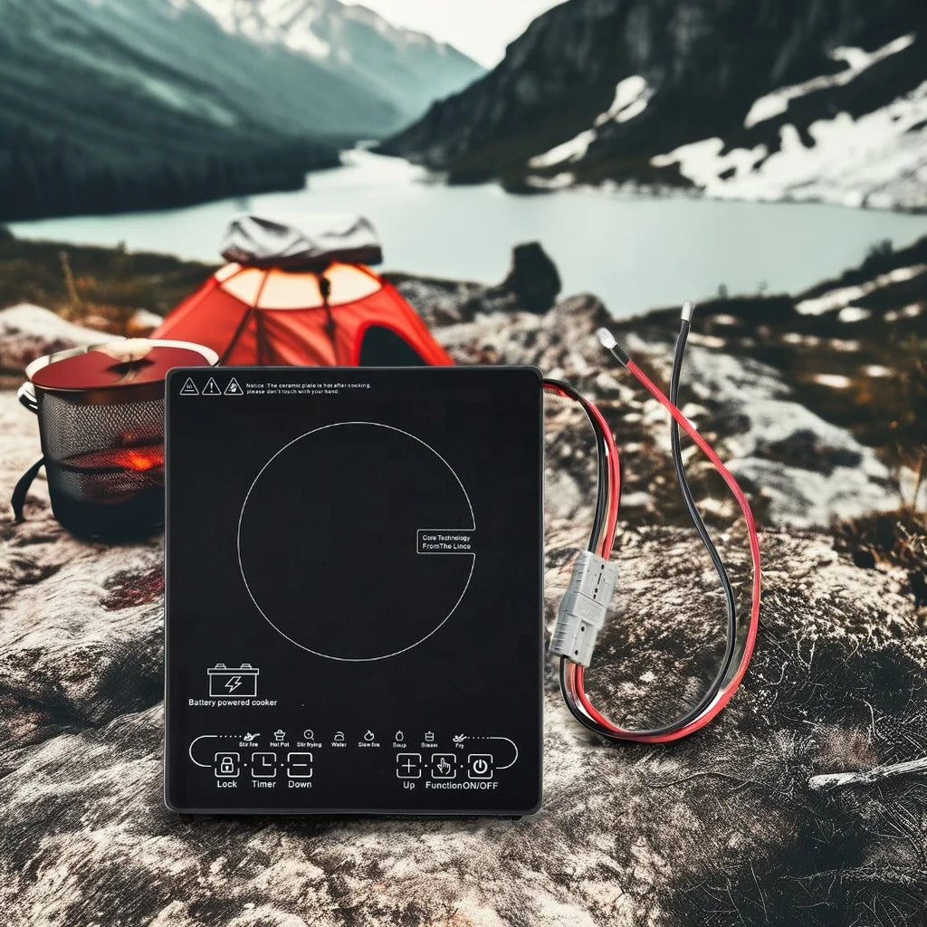 Solar Induction Stove Battery-Powered New Design for Indoor/Outdoor Use Inspired US Hotels Cars RVs DC 24V/48V
