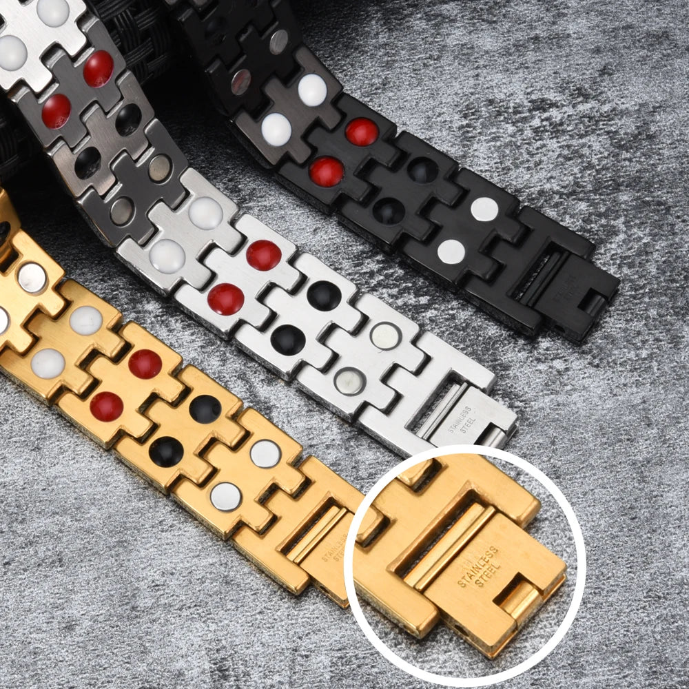 Magnetic Bracelet Male 16mm Wide Wristband Magnetic Stainless Steel Men Bracelets Hand Chain Link Health Energy Jewelry for Men