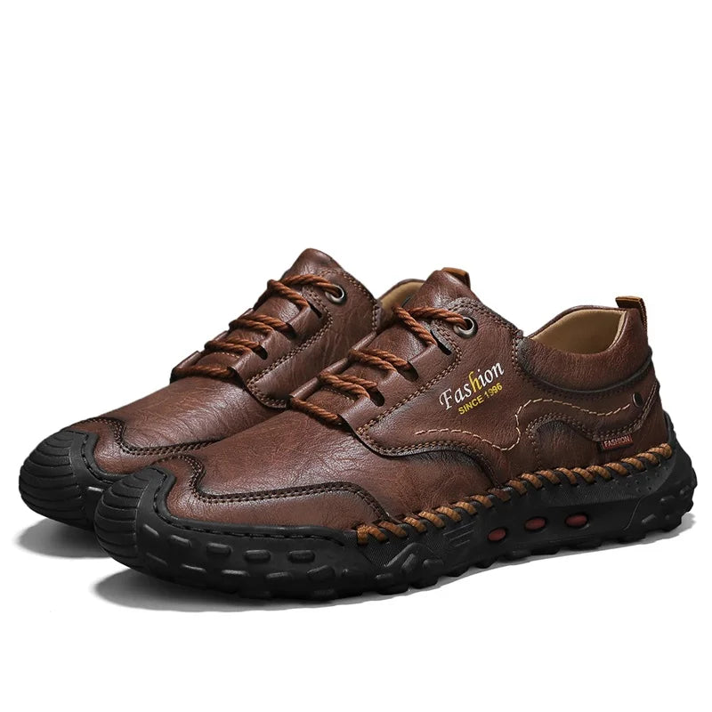 Men's Leather Lace-up Round Toe Comfort Height Increasing Soft Solid Spring Formal Ceremony Dress Shoes