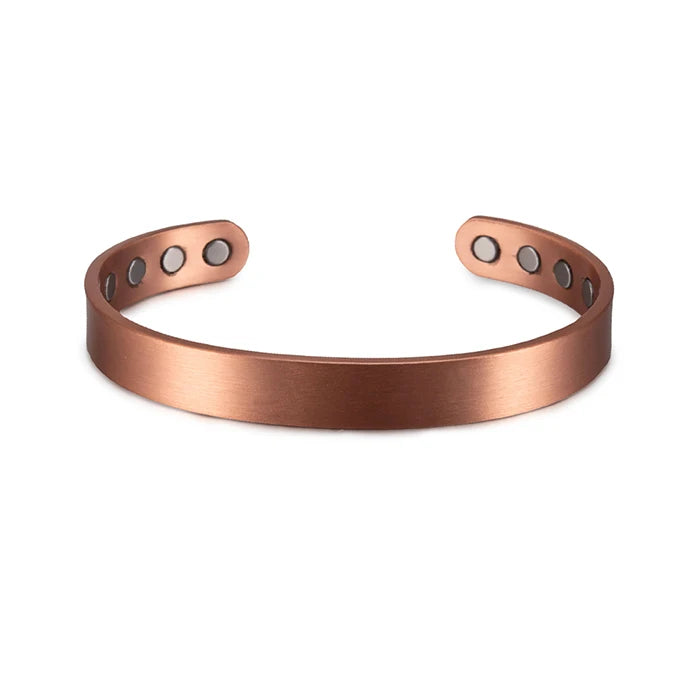 Vinterly Matte Pure Copper Bracelets Men Magnetic Arthritis Adjustable 10mm Wide Open Cuff High Magnet Energy Bangles Resizable