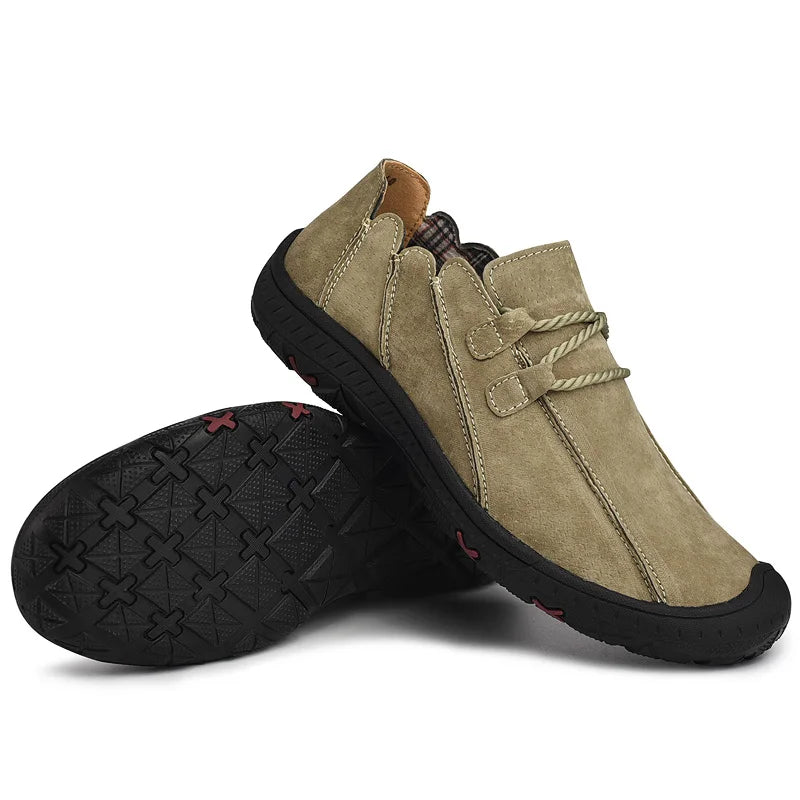 2026 Lightweight Men's Lace-up Comfort Height Increasing Slip-Resistant Outdoor Casual Leather Shoes