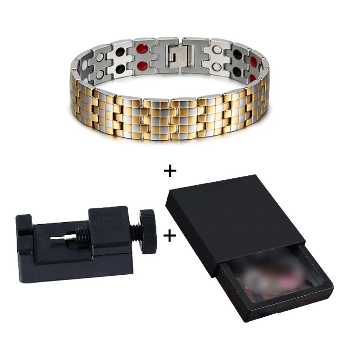 Magnetic Bracelet Male 16mm Wide Wristband Magnetic Stainless Steel Men Bracelets Hand Chain Link Health Energy Jewelry for Men