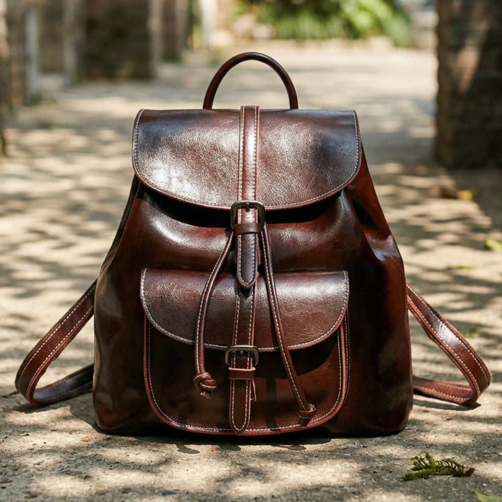 Women's Genuine Leather Backpack Purse Large Capacity Multiway Shoulder Travel Bag Anti Theft Zip Soft Daypack for Daily Work
