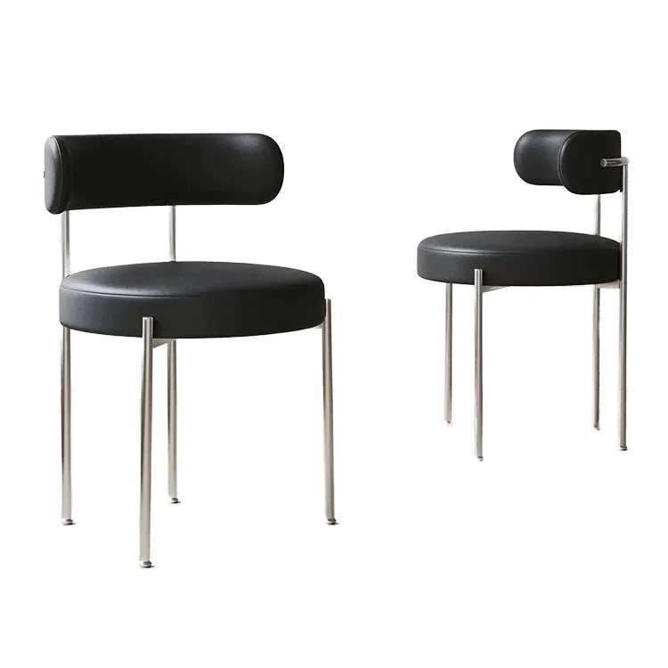 New Style Modern Luxury Stainless Steel Leather Upholstery Comfortable Office Chair  for Bedroom Dining Room Furniture