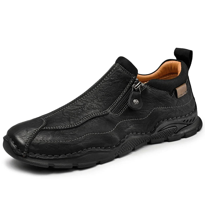 Men's Formal Oxford Leather Shoes ZIP Closure Anti-Odor Insole Breathable Lightweight Office Career All Seasons