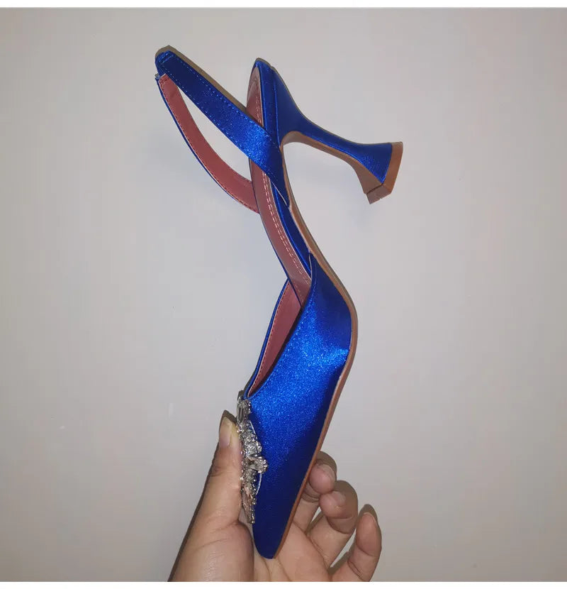 2025 Star style Women Sandals Elegant Pointed toe Slingback Summer Office Lady Shoes Fashion High heels Gladiator sandals Woman