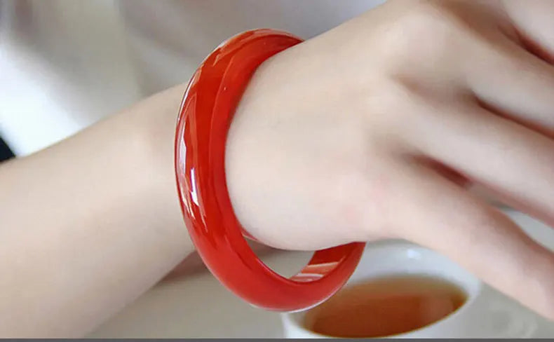Natural Jade Bracelet Women's Red Agate Jade Bracelet Ice Through Brazil Carnelian Bracelet Jade Bracelet Bangles with Charms