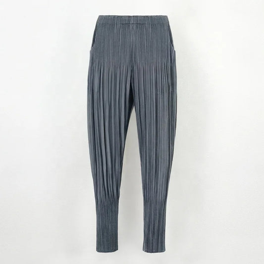 Miyake Pleated Casual Pants  Draping Feel  New Style Women's Simple Breathable  Casual Pants Large Size Harlem Pants
