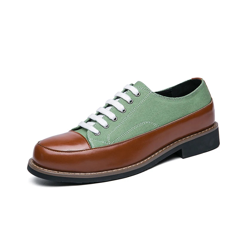 Men's Loafers Splicing PU Leather Shoes Business Casual Men Lace up Leather Shoes for Man