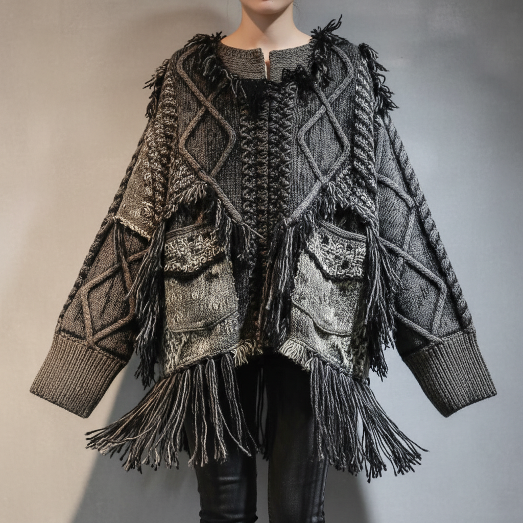 2026 Autumn New Fashionable Personalized Splicing Denim Round Neck Long Sleeve unisex Sweater