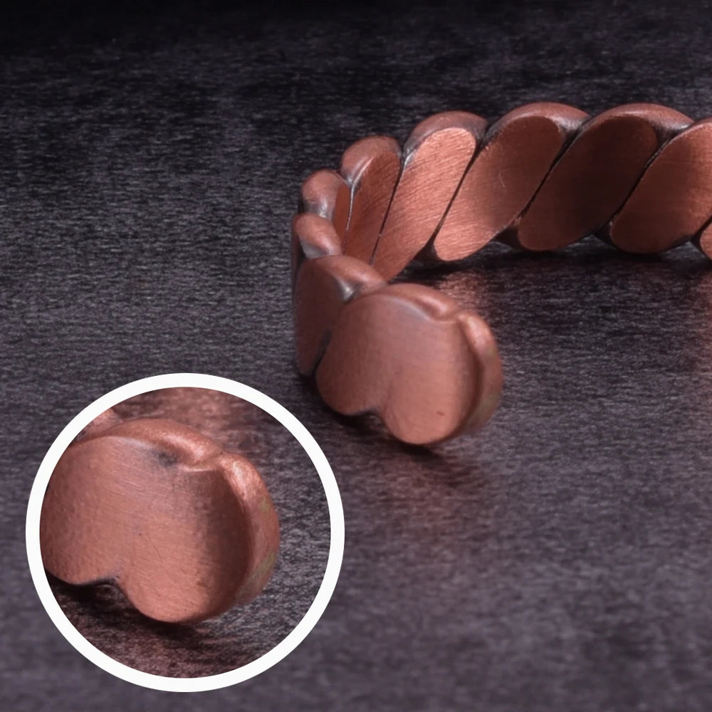 Vinterly Twisted Adjustable Pure Copper Rings Magnetic Therapy Athritis 6mm Wide Health Energy Finger Open Cuff Jewelry for Men