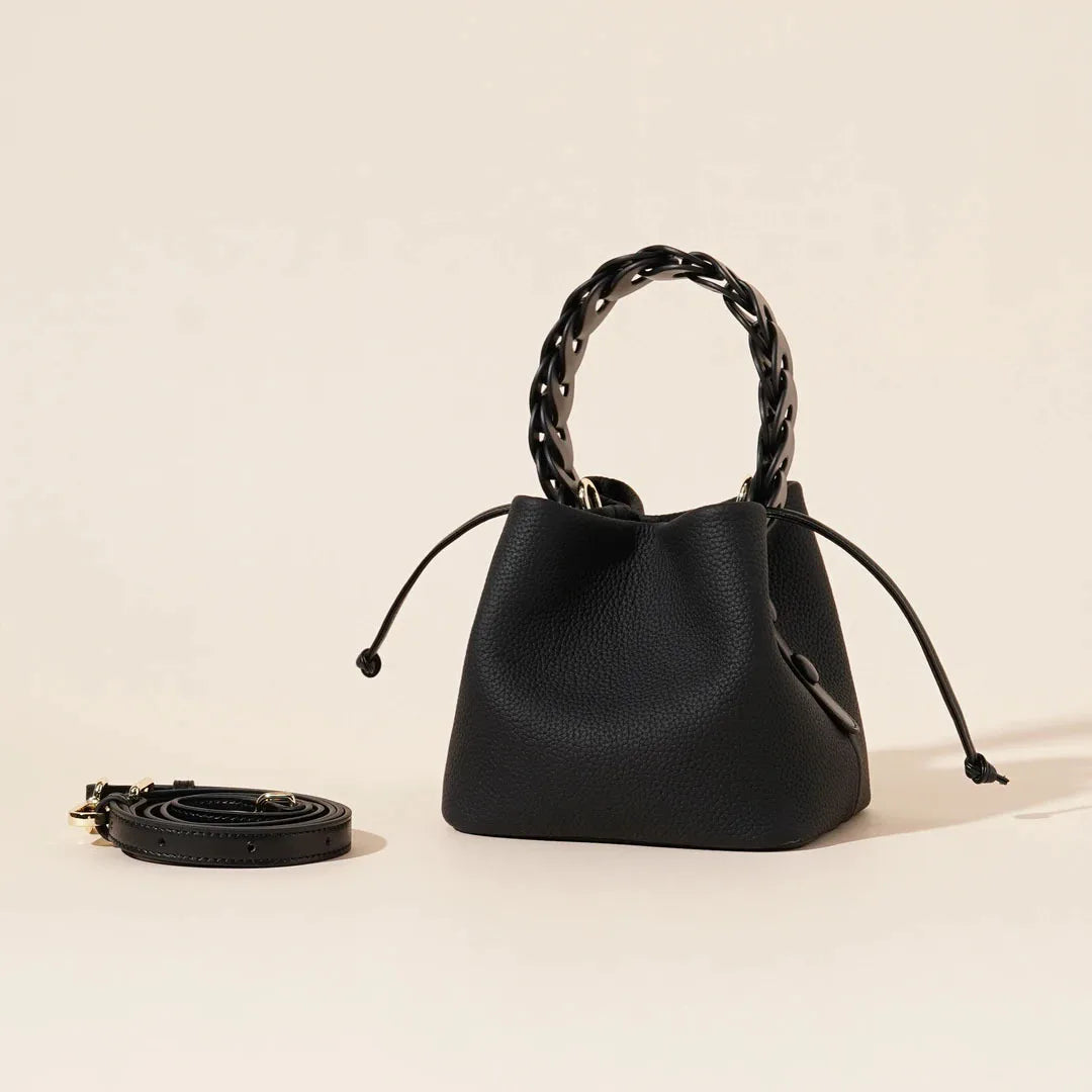 Fashion Bohemian Bucket Bags Genuine Leather Waterproof Portable Shoulder Messenger Crossbody Luxury Women Handbags Purses Totes