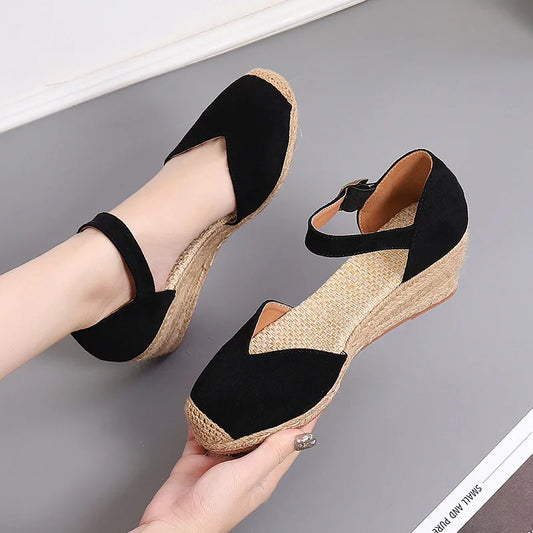 Retro Fashion Latest Design Cross Strap Summer Comfortable Platform  Wedge Sandals for Women and Ladies