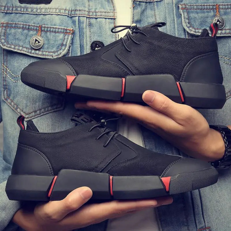 Men Genuine Leather fur Shoes High Quality Elastic Band Fashion Design Solid Tenacity Comfortable Men's Shoes Big Sizes 2021 s34