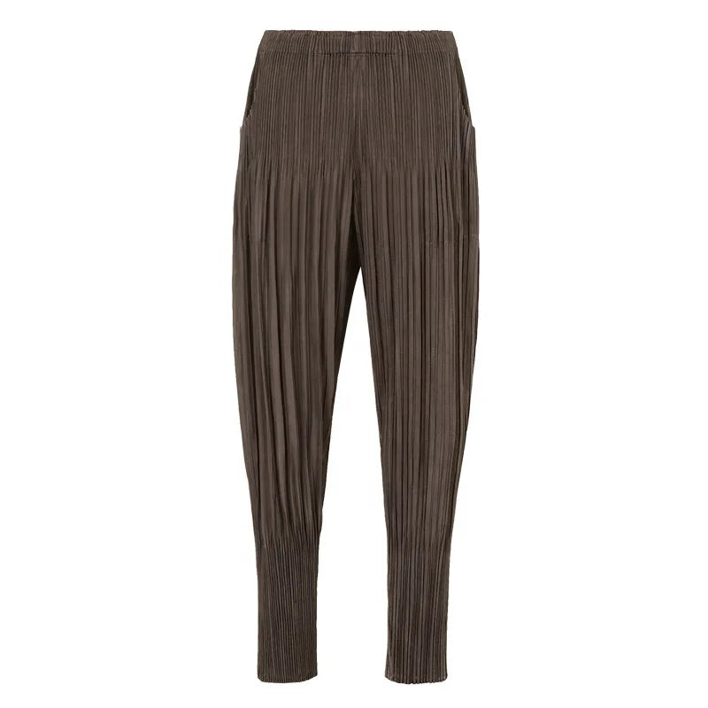 Miyake Pleated Casual Pants  Draping Feel  New Style Women's Simple Breathable  Casual Pants Large Size Harlem Pants