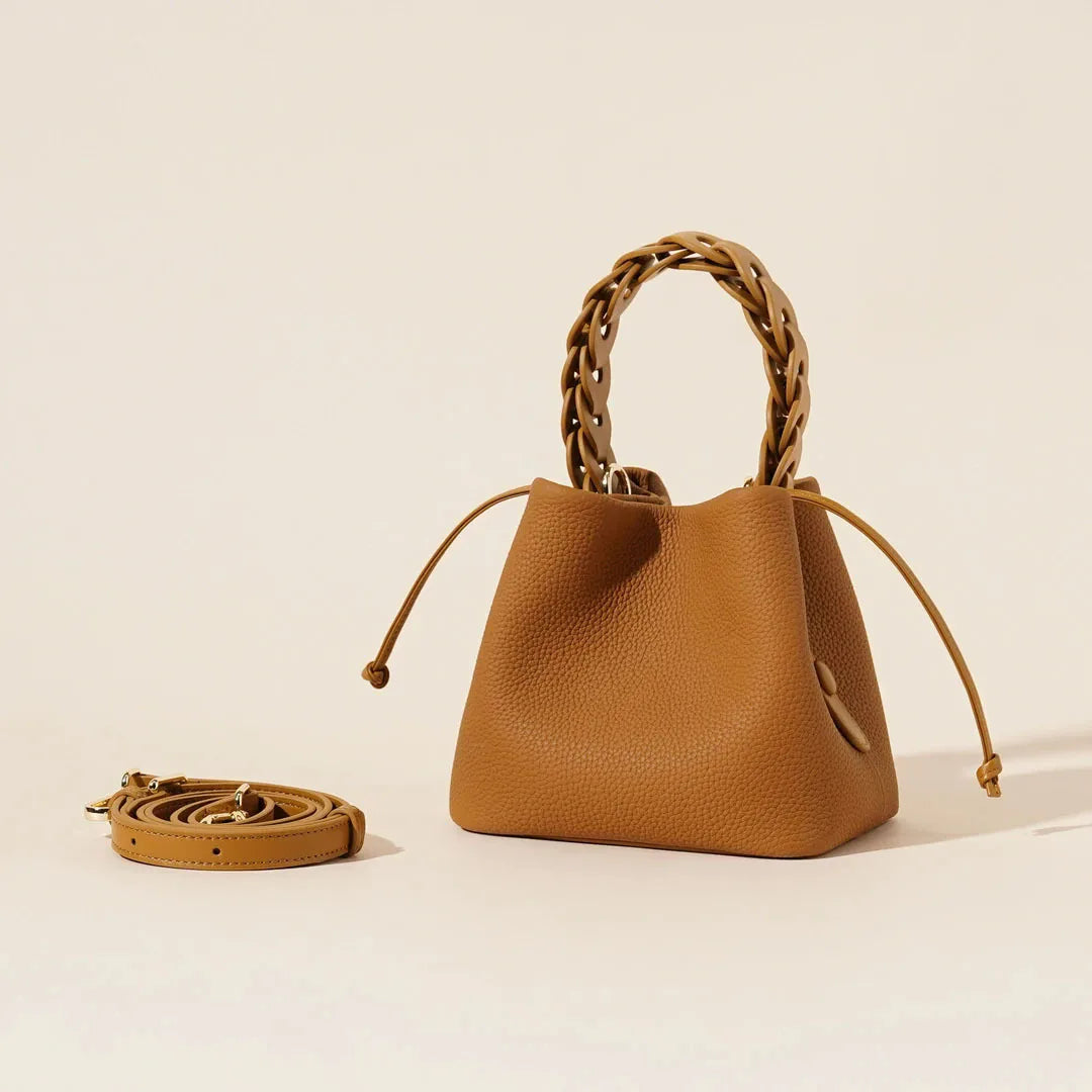 Fashion Bohemian Bucket Bags Genuine Leather Waterproof Portable Shoulder Messenger Crossbody Luxury Women Handbags Purses Totes