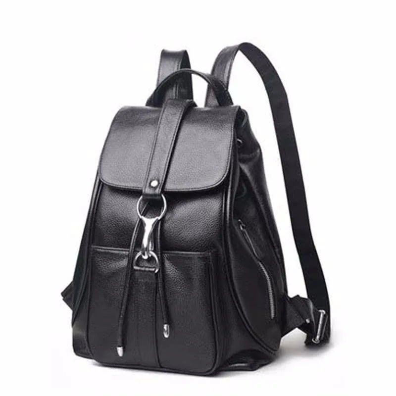 Women Backpack Genuine Leather Fashion All-match Simple College Style Casual Backpack
