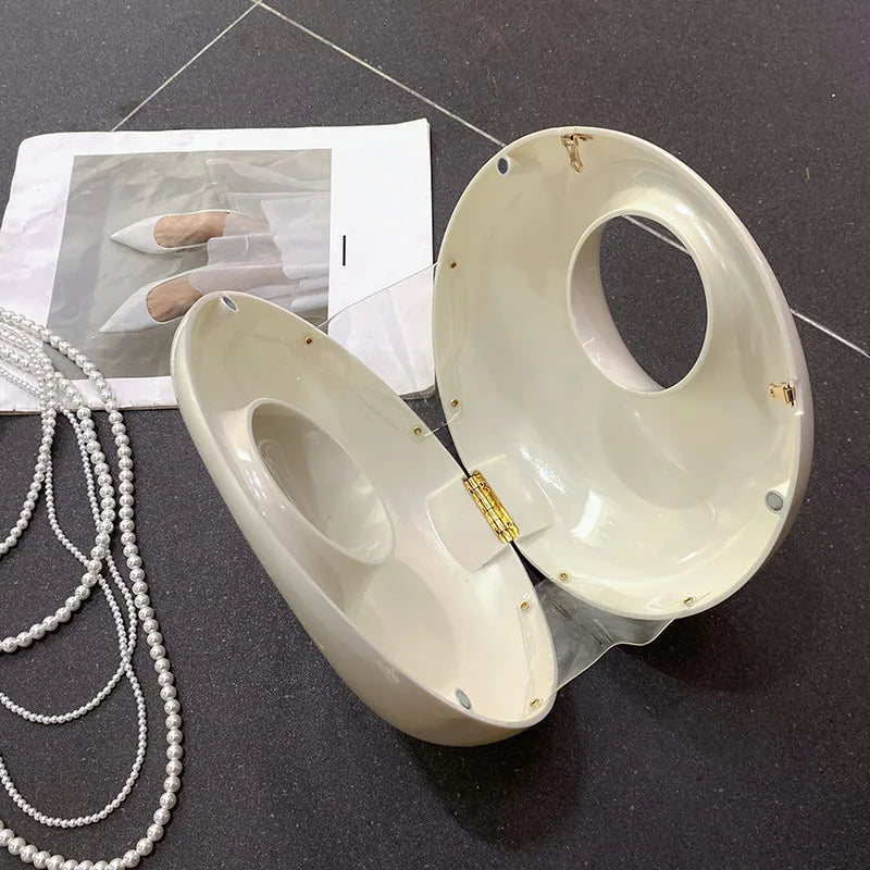 White Shell Handbag Women Chain Clutch Evening Bag Acrylic clutch trendy Bag