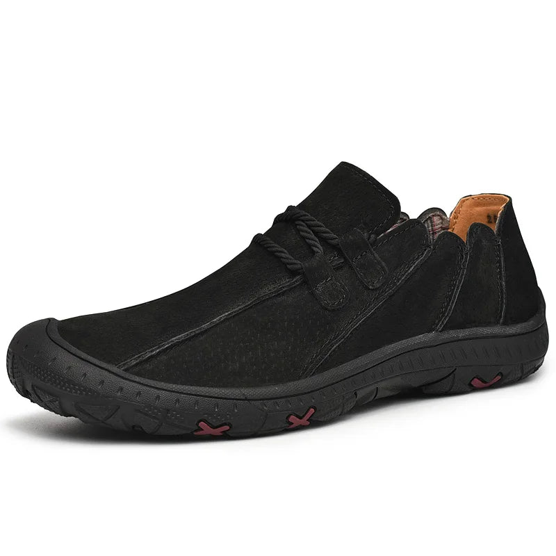 2026 Lightweight Men's Lace-up Comfort Height Increasing Slip-Resistant Outdoor Casual Leather Shoes