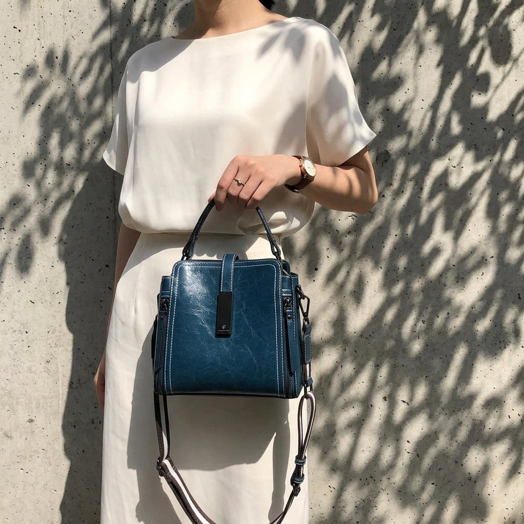 New High Quality Women's Genuine Leather Waterproof Tote Handbags Multiway Messenger Crossbody Shoulder Satchel Purse Travel Bag