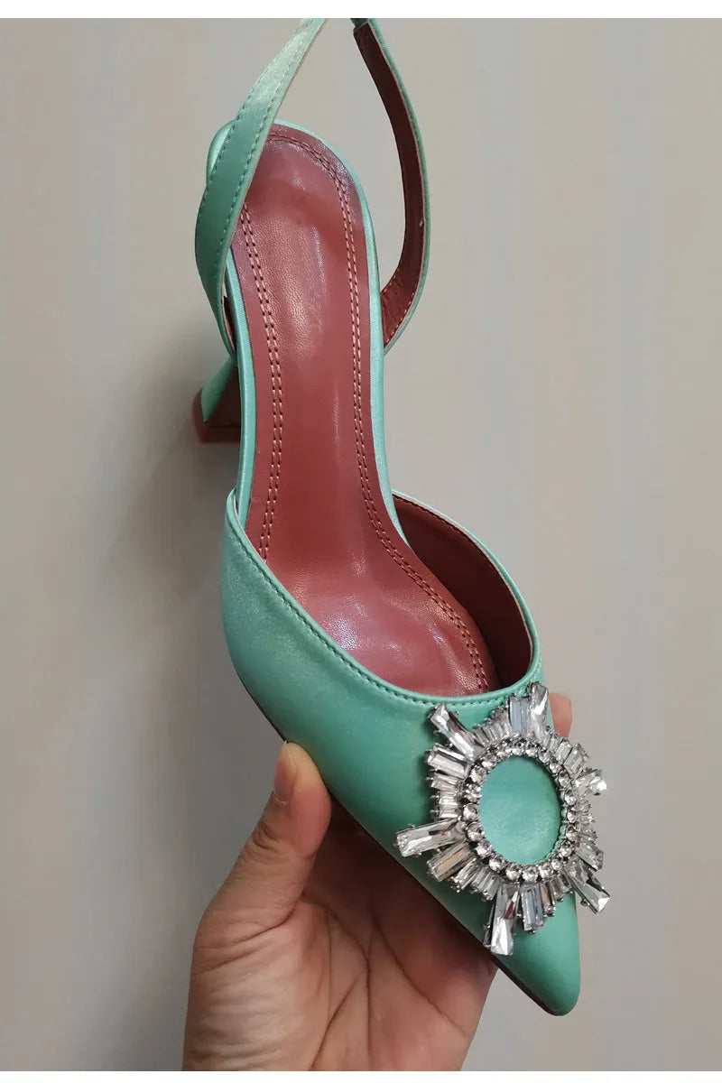 2025 Star style Women Sandals Elegant Pointed toe Slingback Summer Office Lady Shoes Fashion High heels Gladiator sandals Woman