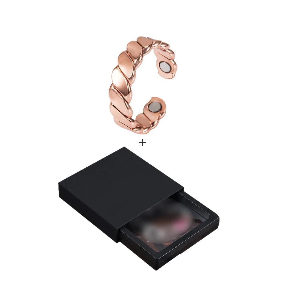 Vinterly Twisted Adjustable Pure Copper Rings Magnetic Therapy Athritis 6mm Wide Health Energy Finger Open Cuff Jewelry for Men
