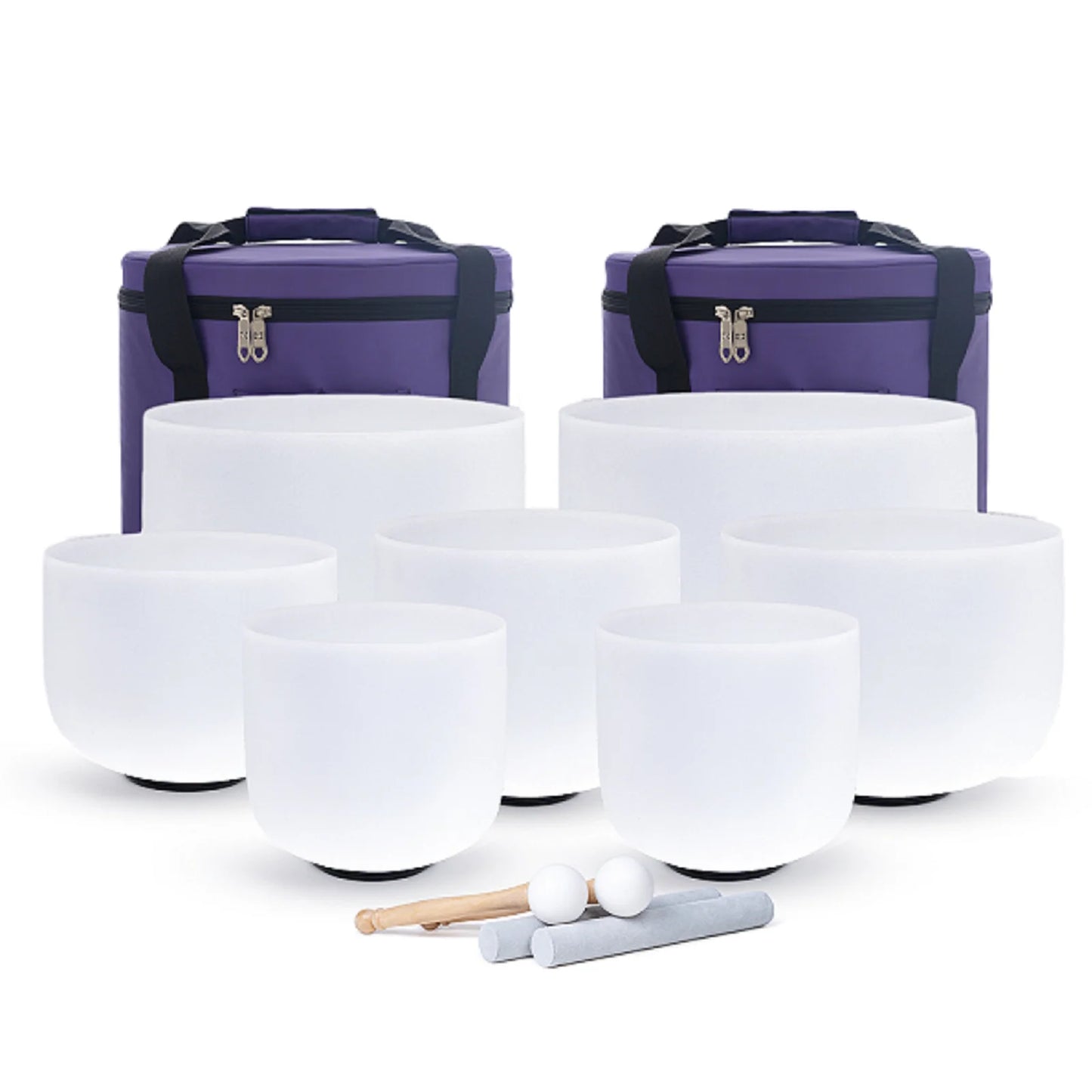 7-12 Inch 432hz Crystal Singing Bowls Set of 7 Pcs Chakra for Yoga Meditation with Heavy Duty Carrying Case