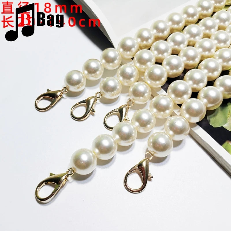 18mm Pearl Bag Strap pearl handbag strap Women Handbag Handles Replacement Handbags Strap Accessories phone bag decoration
