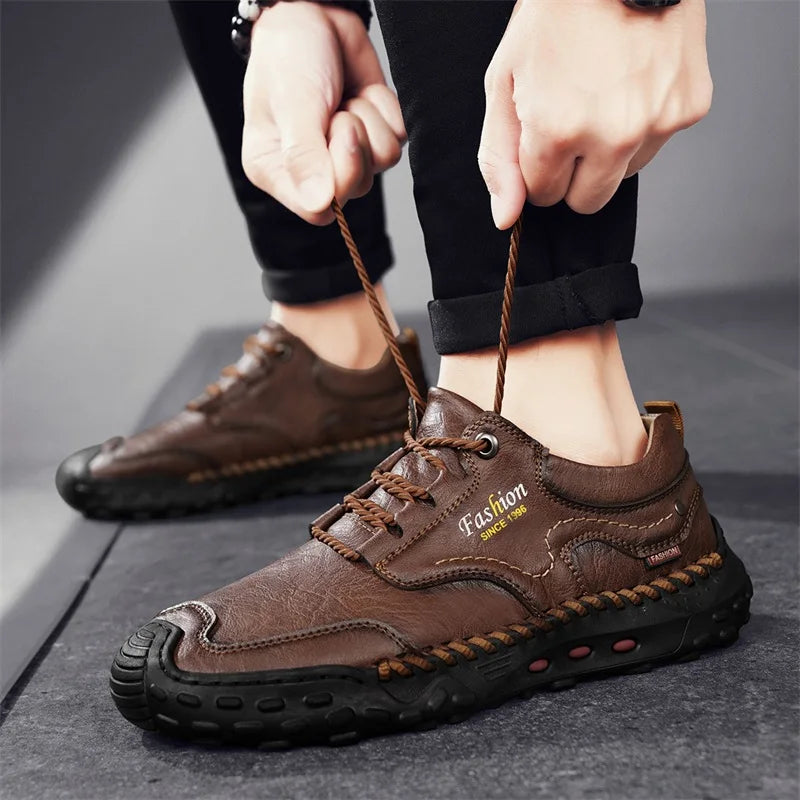 Men's Leather Lace-up Round Toe Comfort Height Increasing Soft Solid Spring Formal Ceremony Dress Shoes
