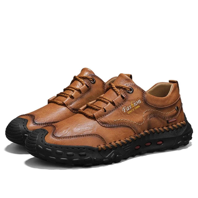 Men's Leather Lace-up Round Toe Comfort Height Increasing Soft Solid Spring Formal Ceremony Dress Shoes