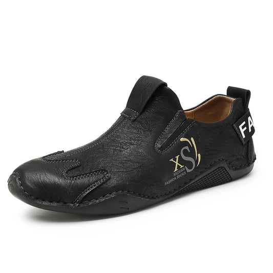 Men's Leather Slip-On Flat Business Shoes-Anti-Slip Breathable Comfort Lightweight for Long-Hour Use