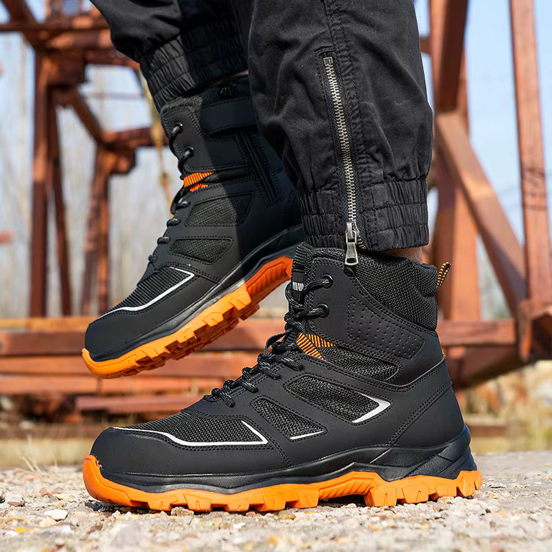 AMAWEI D/863 Unisex Outdoor EU Standard Safety Shoes Steel Toe Work Boots with Mesh Upper Rubber Outsole Anti-static for Factory