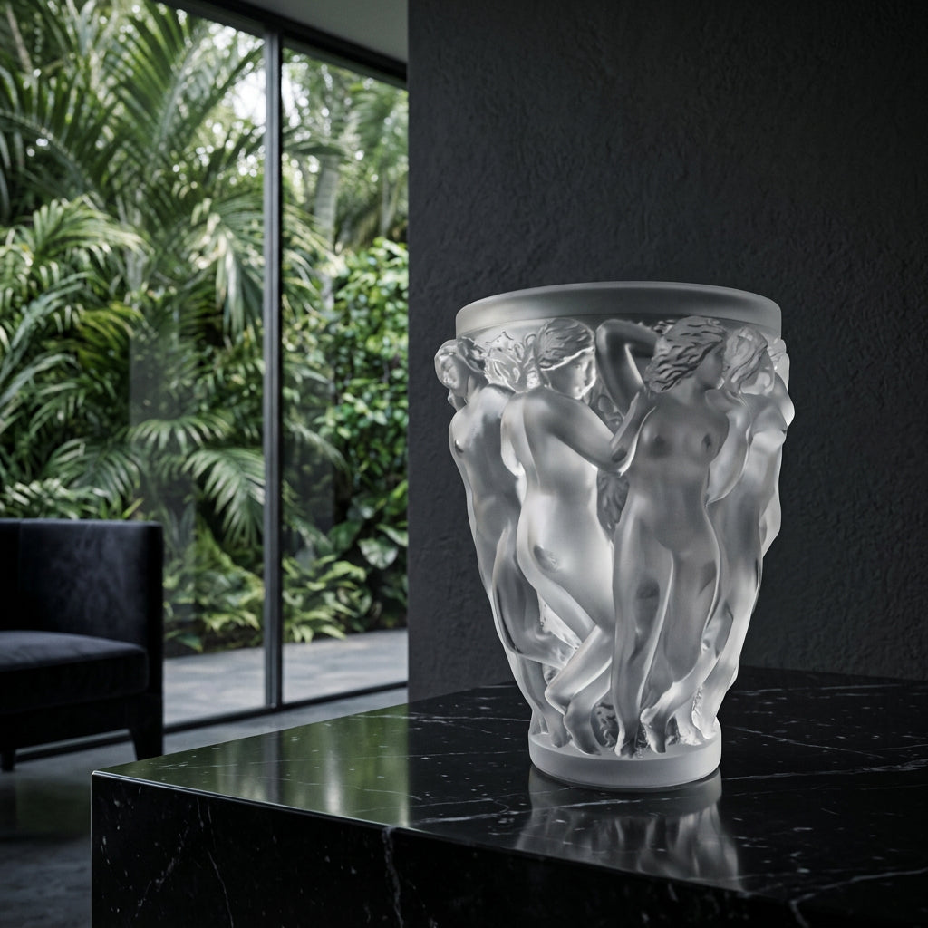 Crafted Round Tabletop Wedding Flower Bacchantes Vase Ancient Dewaxing Glass With Custom Logo Gift Box Packaging for Home Decor