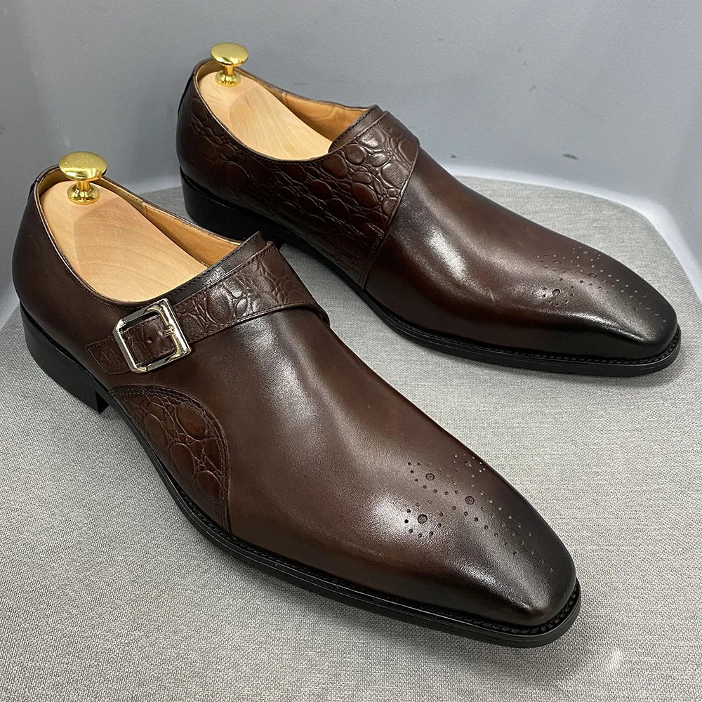 Luxury men's genuine leather ankle boots stylish lace-up pointed toe formal shoes for wedding office basic men's shoes