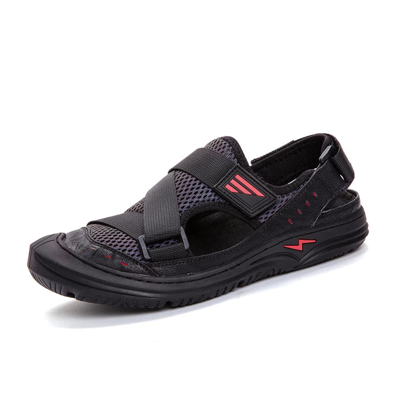 Men's Sandals Outdoor Walking Hiking Beach Shoes Sport Fisherman Slip on Low-top Puncture Resistant Air Mesh Breathable Casual